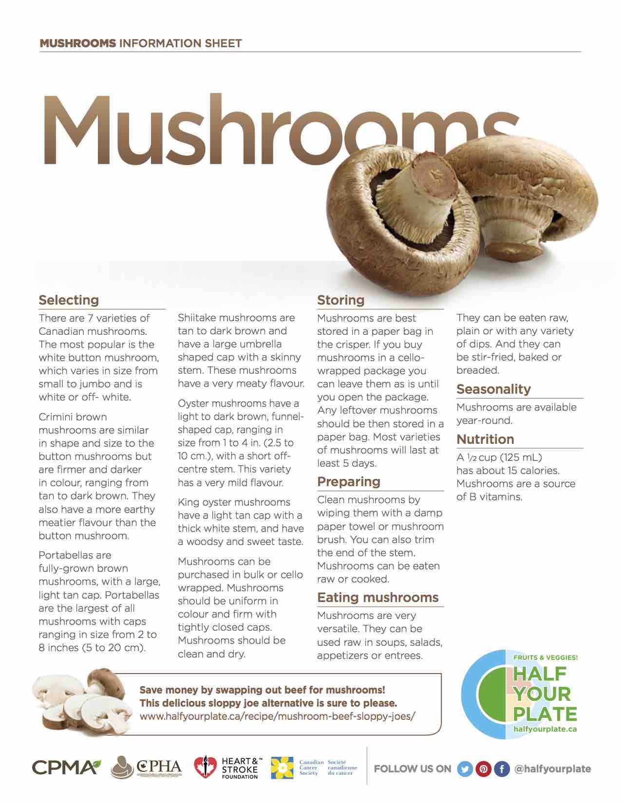 Mushrooms – Ontario Student Nutrition Program – Southwest Region